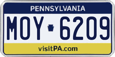 PA license plate MOY6209