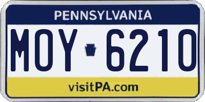 PA license plate MOY6210