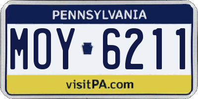 PA license plate MOY6211