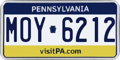 PA license plate MOY6212