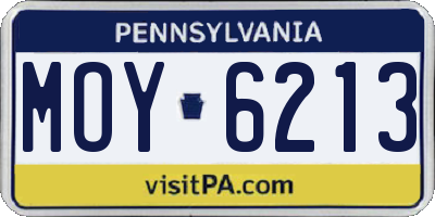 PA license plate MOY6213