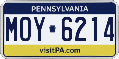 PA license plate MOY6214