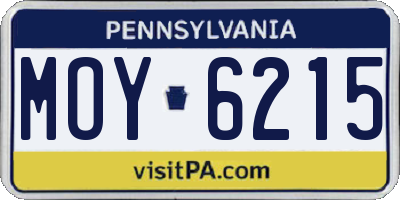 PA license plate MOY6215