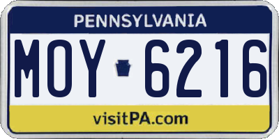 PA license plate MOY6216