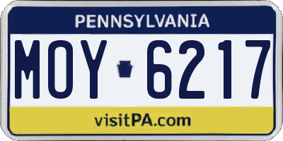 PA license plate MOY6217