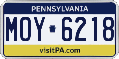 PA license plate MOY6218