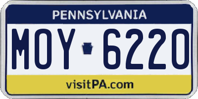 PA license plate MOY6220