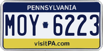 PA license plate MOY6223