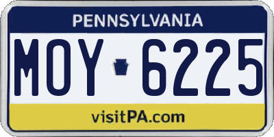 PA license plate MOY6225