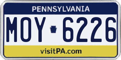 PA license plate MOY6226