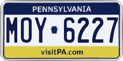 PA license plate MOY6227