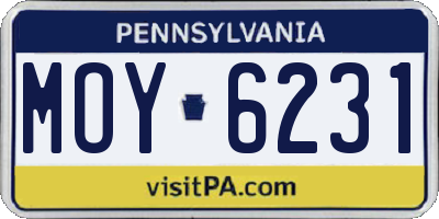 PA license plate MOY6231