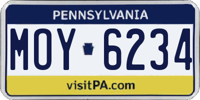 PA license plate MOY6234