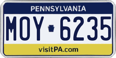 PA license plate MOY6235