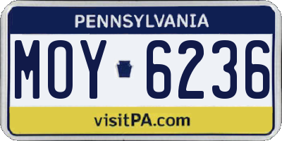 PA license plate MOY6236