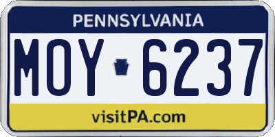 PA license plate MOY6237