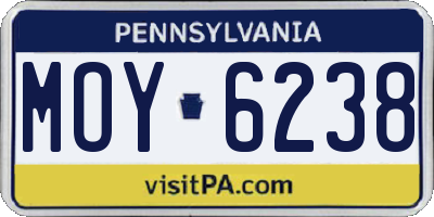PA license plate MOY6238