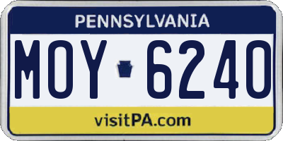 PA license plate MOY6240
