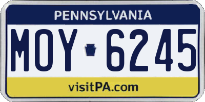 PA license plate MOY6245