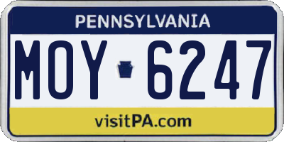 PA license plate MOY6247