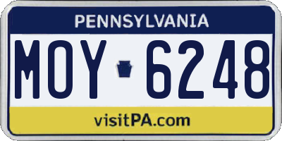 PA license plate MOY6248