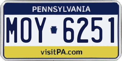 PA license plate MOY6251