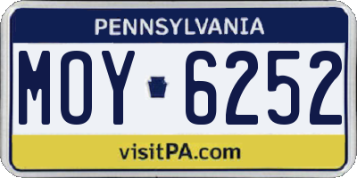PA license plate MOY6252
