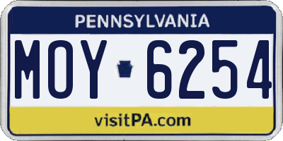 PA license plate MOY6254