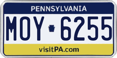 PA license plate MOY6255