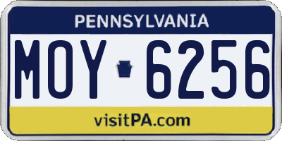 PA license plate MOY6256