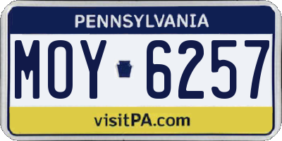 PA license plate MOY6257