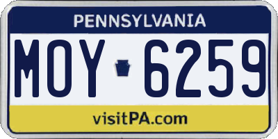 PA license plate MOY6259