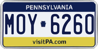 PA license plate MOY6260