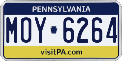 PA license plate MOY6264