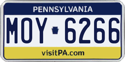 PA license plate MOY6266