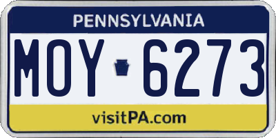 PA license plate MOY6273