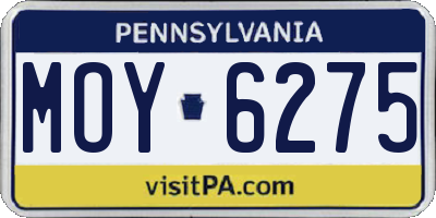 PA license plate MOY6275
