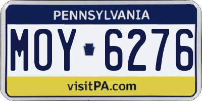PA license plate MOY6276