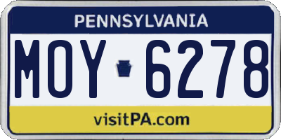 PA license plate MOY6278