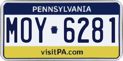 PA license plate MOY6281