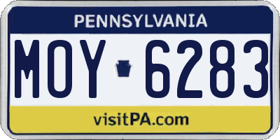 PA license plate MOY6283