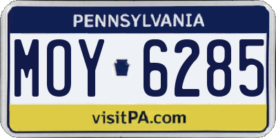 PA license plate MOY6285