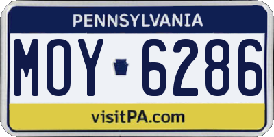 PA license plate MOY6286