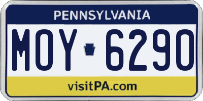 PA license plate MOY6290