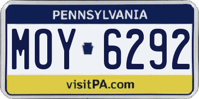 PA license plate MOY6292