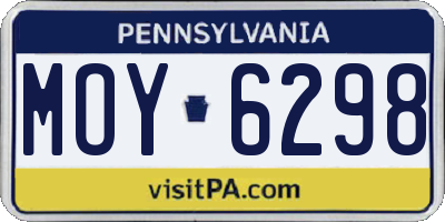 PA license plate MOY6298