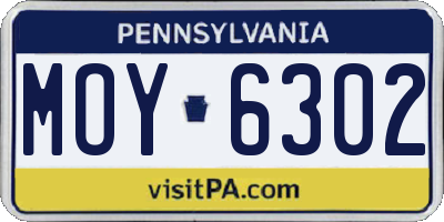PA license plate MOY6302