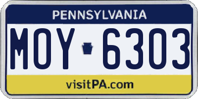 PA license plate MOY6303