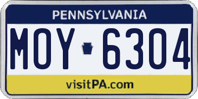 PA license plate MOY6304