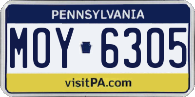 PA license plate MOY6305